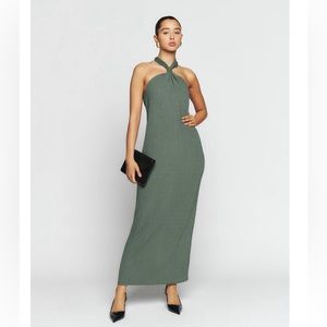 Reformation Hamilton Knit Dress in bottle green